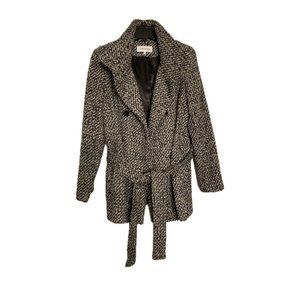 Calvin Klein Black and White Tweed Coat